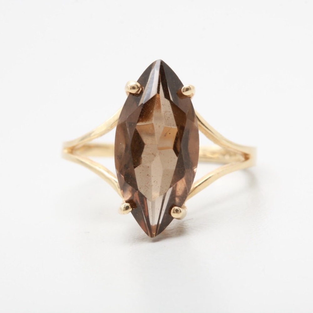 vintage 10K Yellow Gold Smoky Quartz Ring
